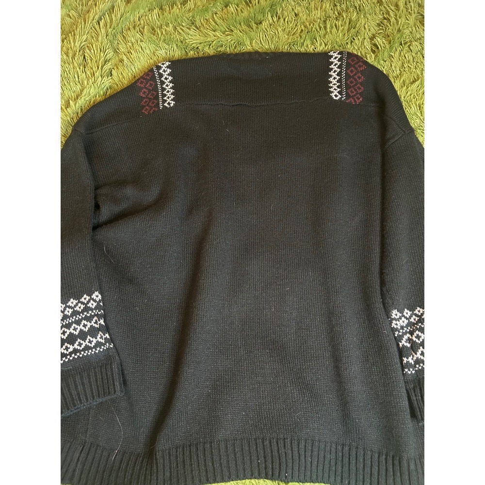Unionbay Cardigan Womens XL Black Geometric Open Front Knit Sweater Retro Boho - Picture 8 of 9